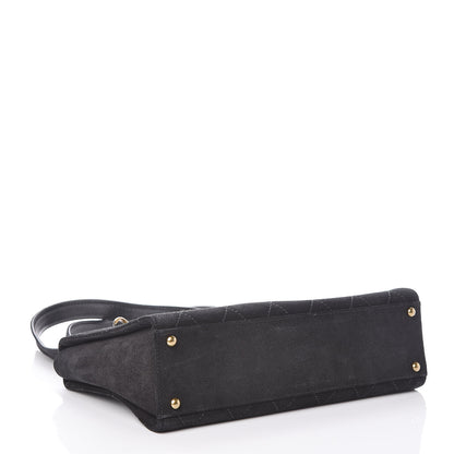 Chanel Suede Stitched Shoulder Bag Black 4 of 9