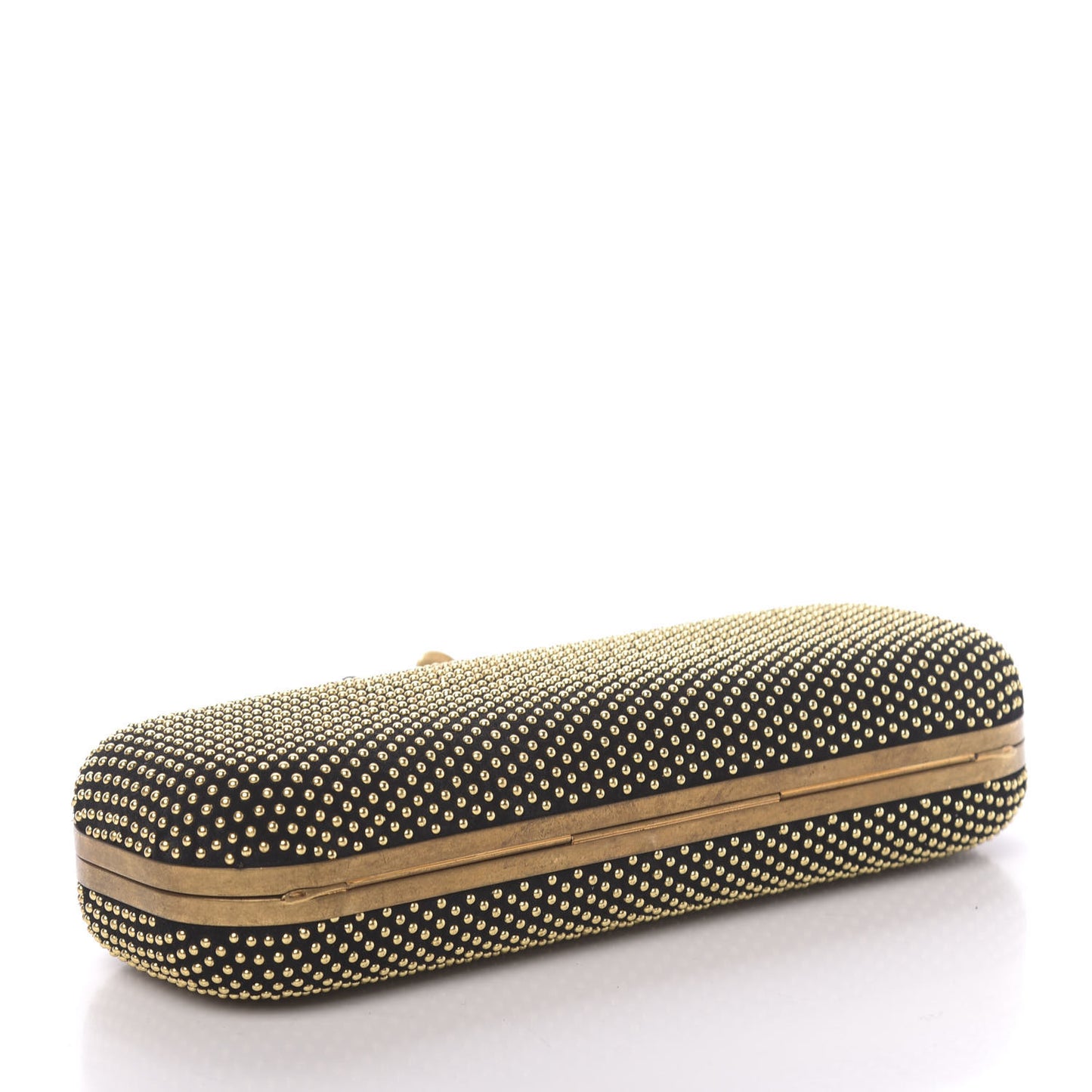 Suede Studded Skull Knuckle Box Clutch Black