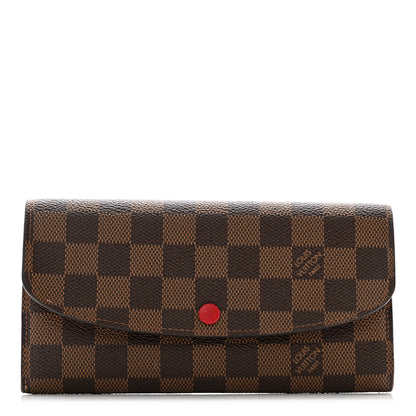 Louis Vuitton Damier Ebene Emilie Wallet Red 1 of 11