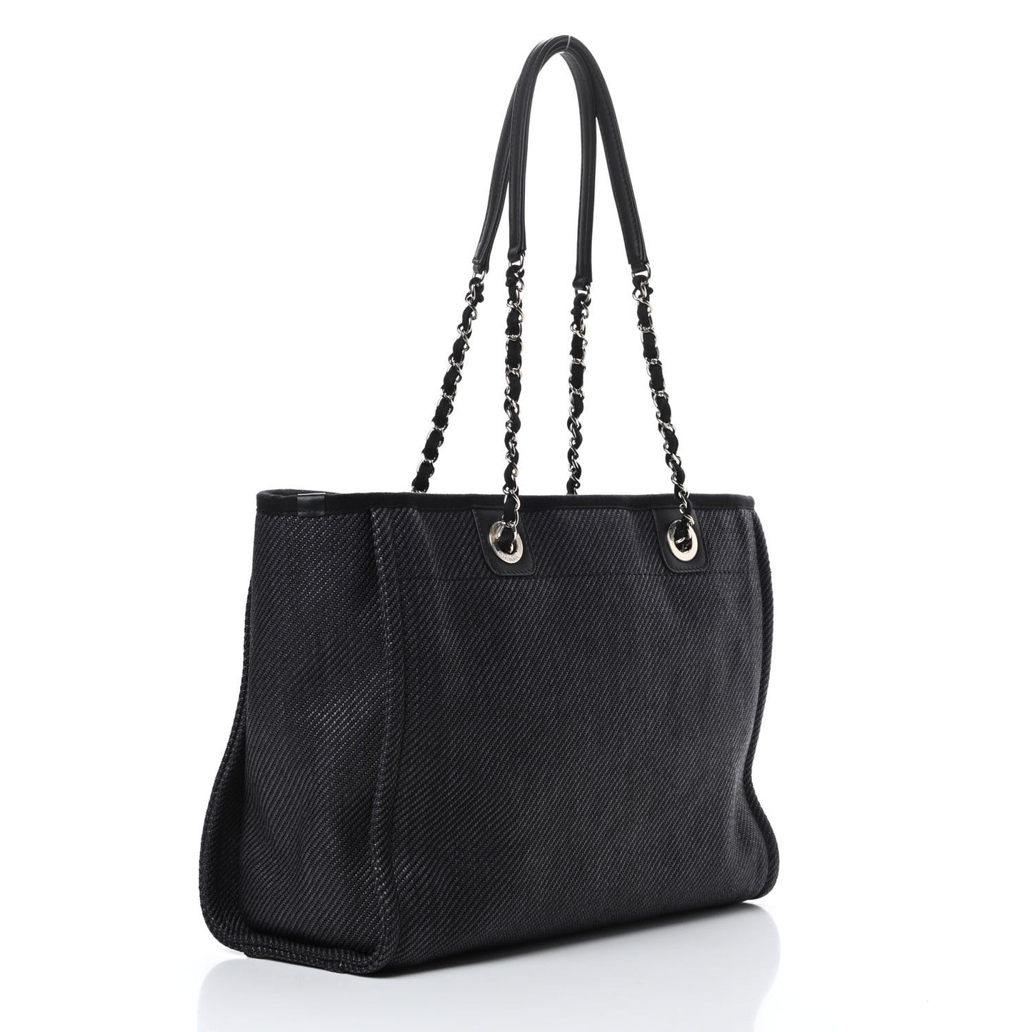 Mixed Fibers Calfskin Small Deauville Tote Black