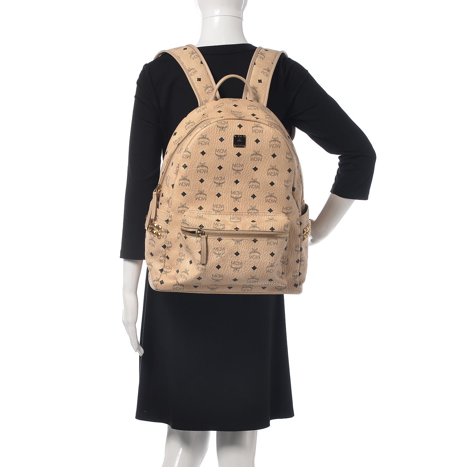 MCM Visetos Medium Side Studs Stark Backpack Beige 2 of 18