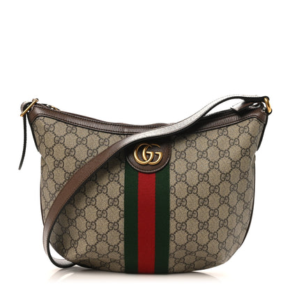 Gucci GG Supreme Monogram Web Small Ophidia Half Moon Hobo Brown 1 of 10