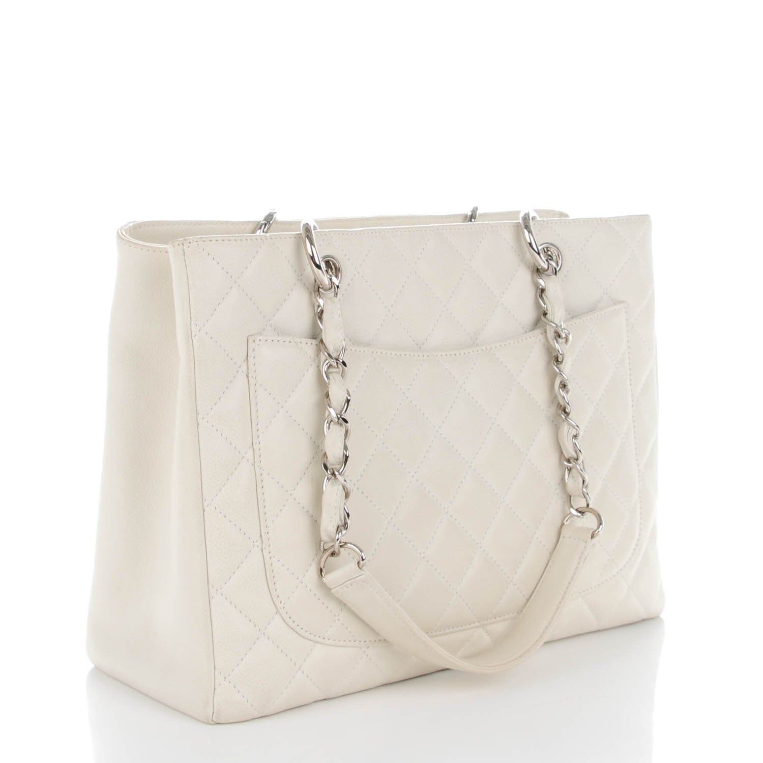 Chanel Caviar Quilted Grand Shopping Tote GST White 3 of 8