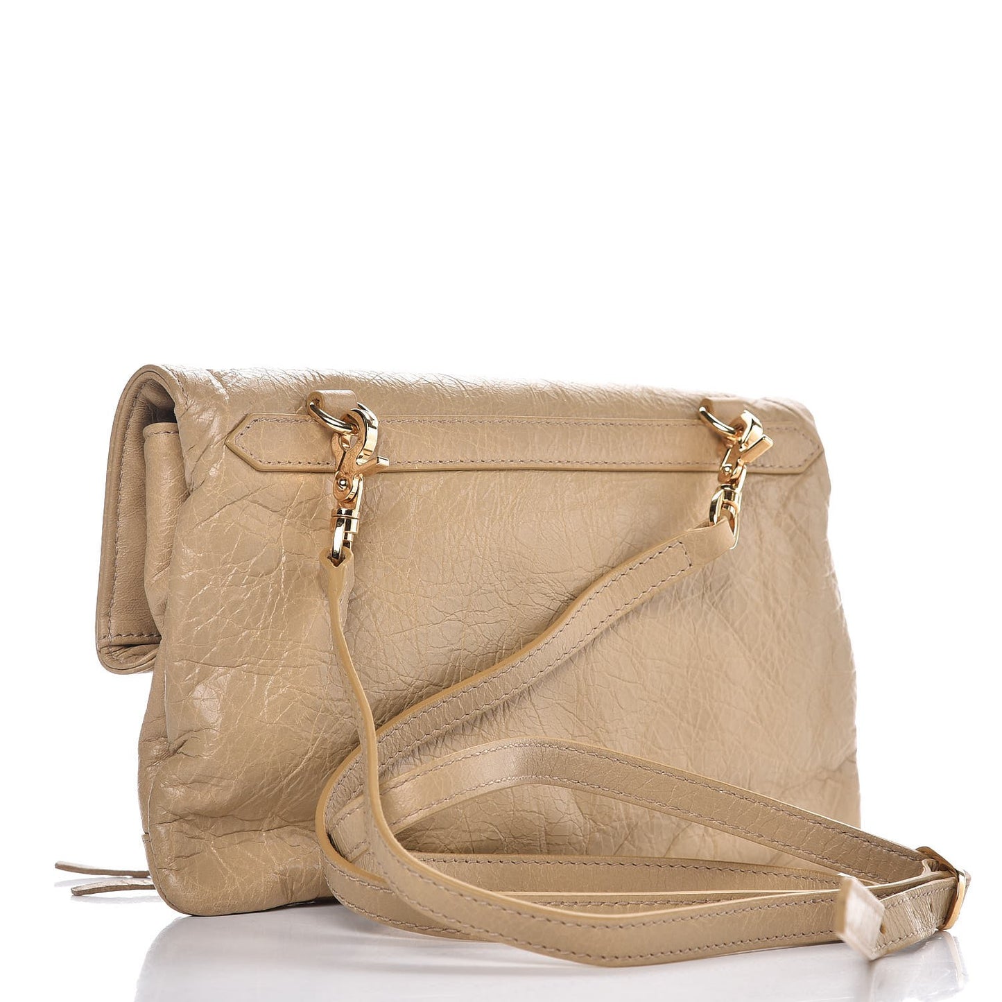 Agneau Classic Gold Hardware Mini Envelope Strap Clutch Beige Sable