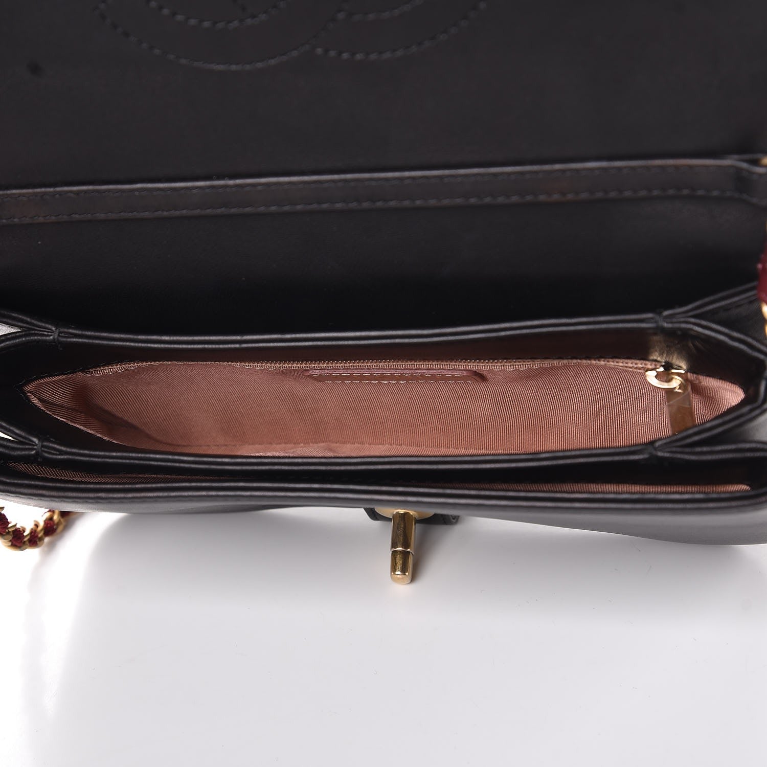 Chanel Velvet Lambskin Camellia Flap Black Burgundy 5 of 7