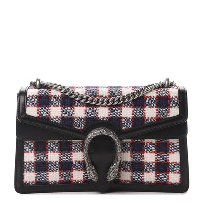 Gucci Vintage Tweed Check Small Dionysus Shoulder Bag White Hibiscus Red Marine 1 of 11