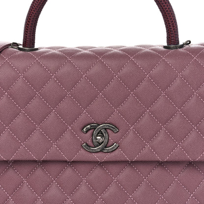 Chanel Caviar Lizard Quilted Medium Coco Handle Flap Pink 8 of 10