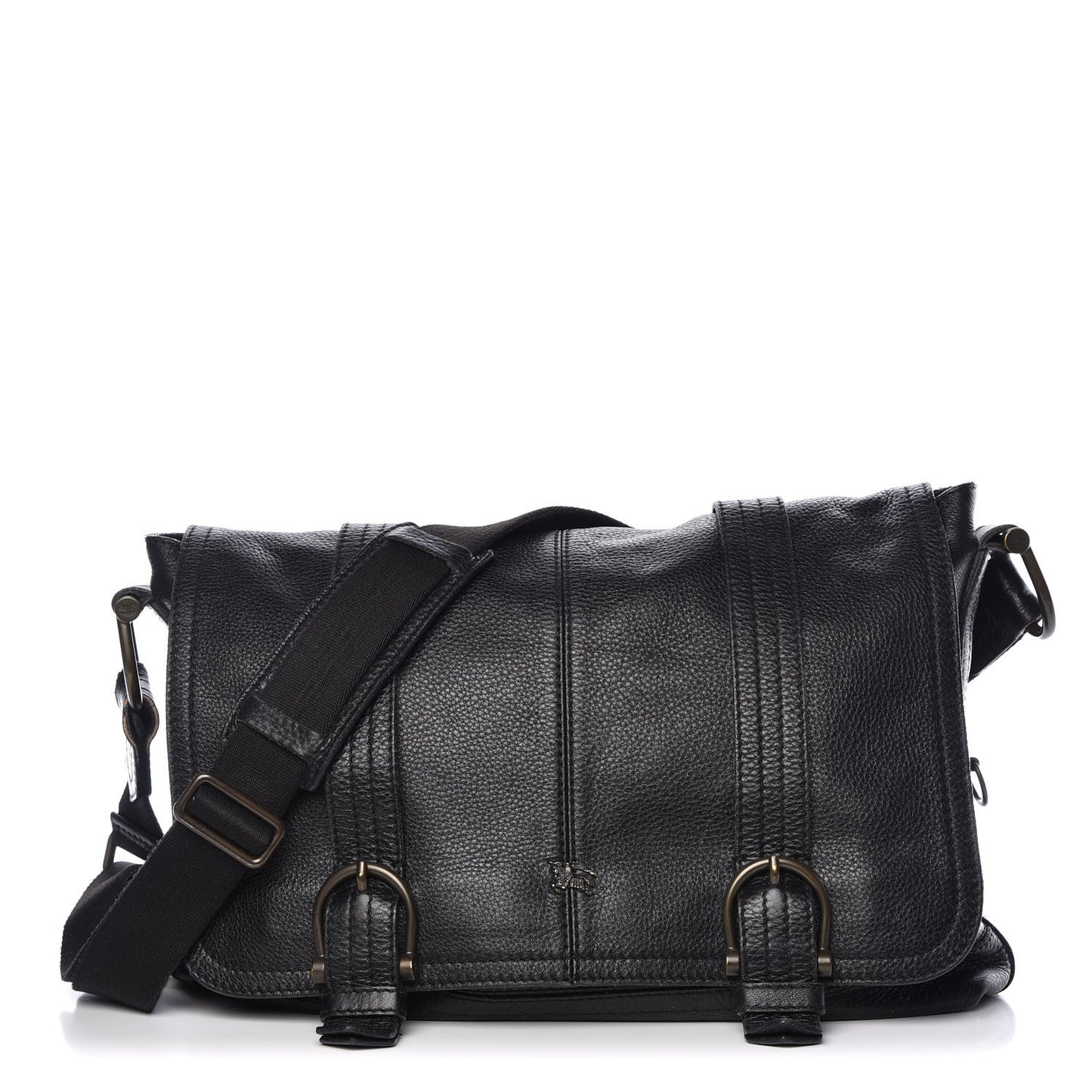 Grained Calfskin Messenger Black