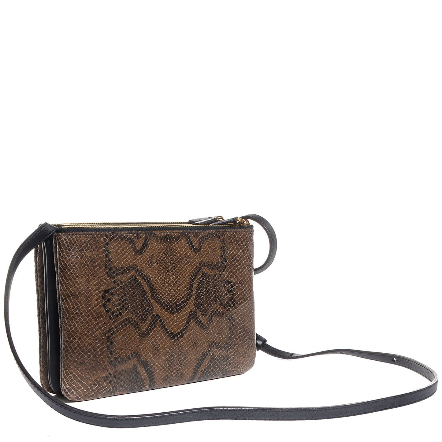 Python Embossed Small Trio Crossbody Bag Khaki