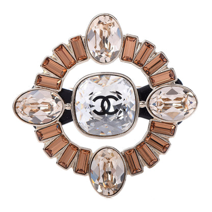 Chanel Baguette Crystal Resin CC Brooch Gold Beige 1 of 5