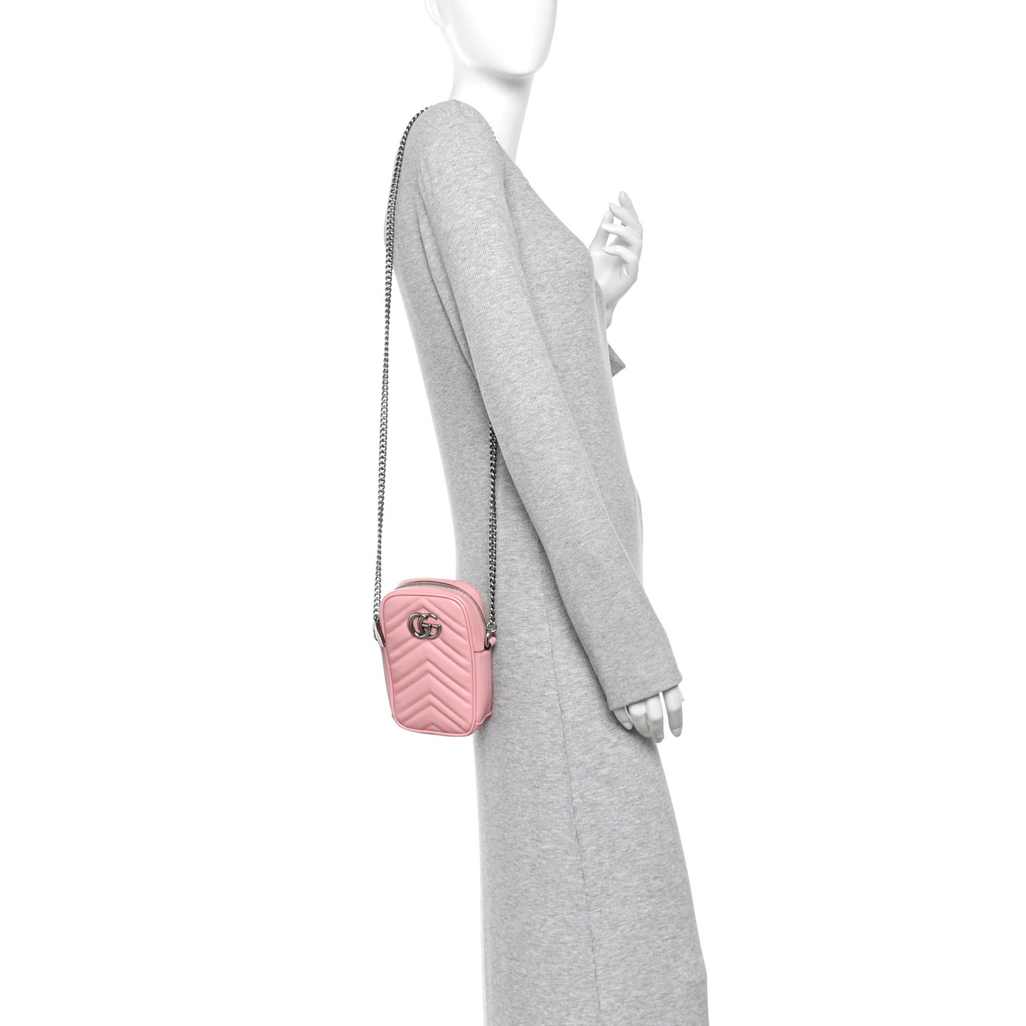 Calfskin Matelasse Mini GG Marmont Crossbody Bag Wild Rose