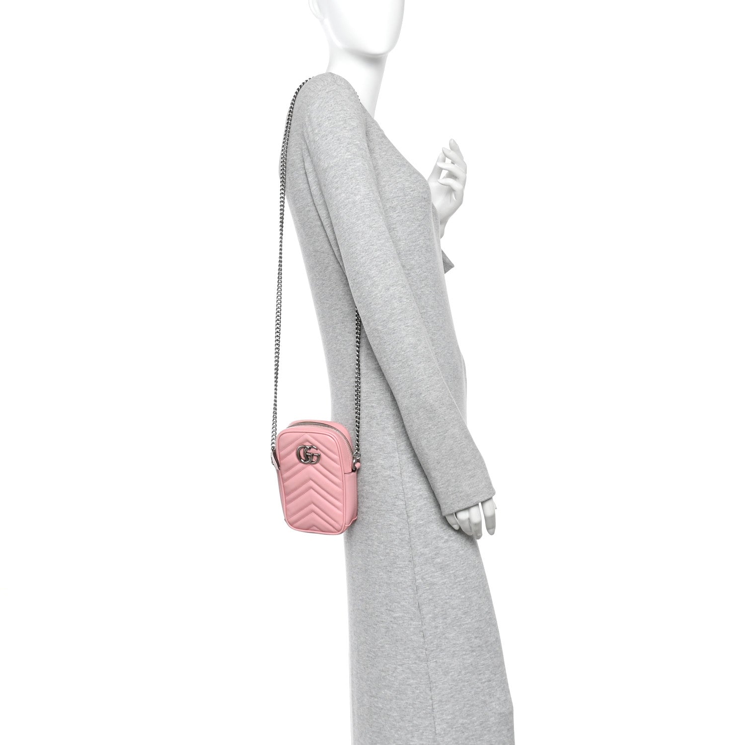 Gucci Calfskin Matelasse Mini GG Marmont Crossbody Bag Wild Rose 2 of 10