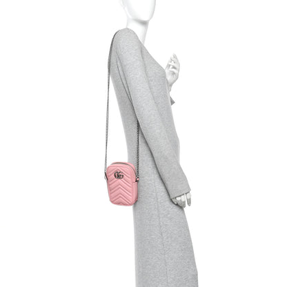 Gucci Calfskin Matelasse Mini GG Marmont Crossbody Bag Wild Rose 2 of 10