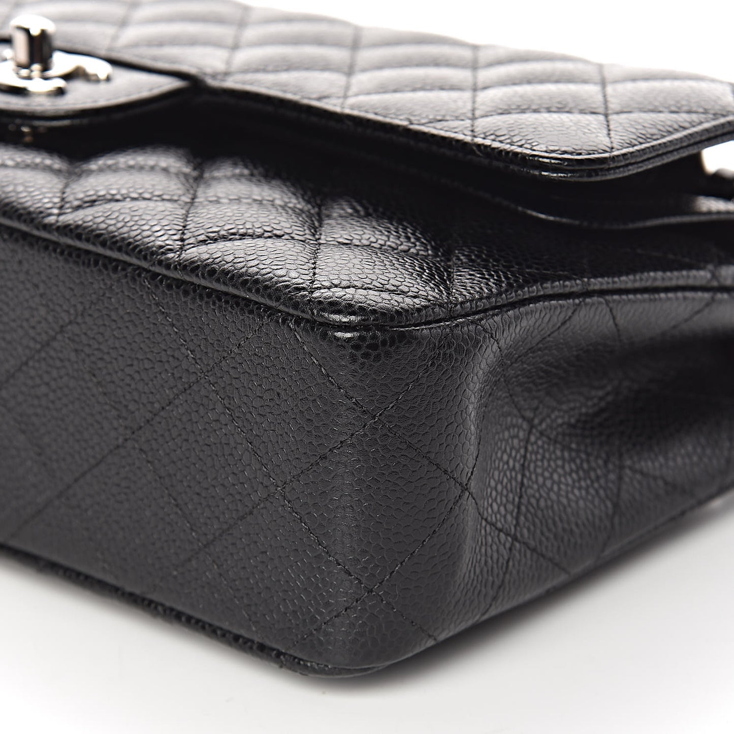 Caviar Quilted Medium Double Flap Black