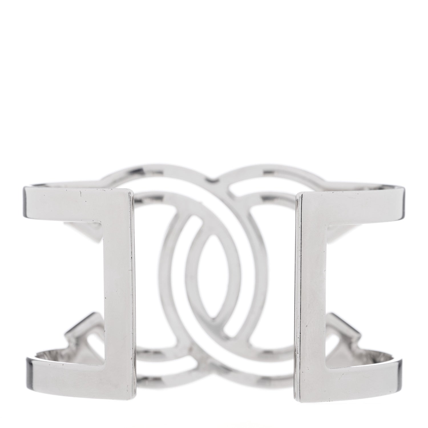 Chanel Metal Crystal CC Cuff Silver 2 of 3