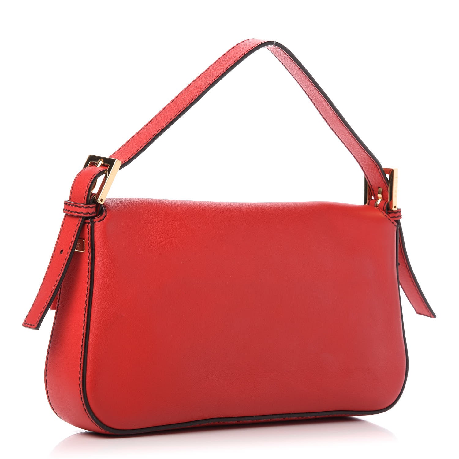 Fendi Vitello Flamingo Enamel Interchangeable Strap Baguette Red 3 of 9