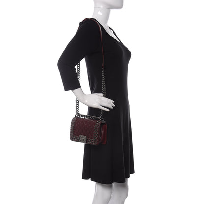 Chanel Glazed Calfskin Quilted Small Boy Chained Flap Burgundy 2 of 10