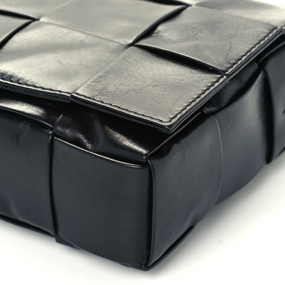 Bottega Veneta Paper Calfskin Maxi Intreccio Cassette Crossbody Bag Black 11 of 11