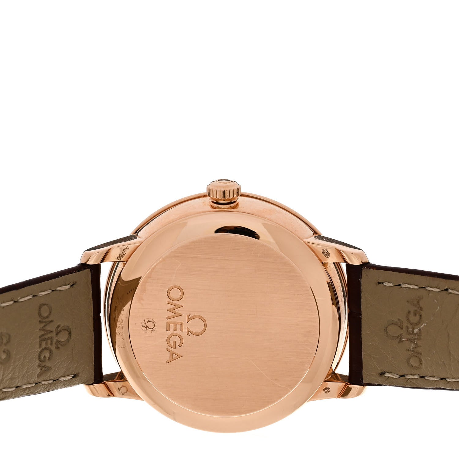 Omega 18K Rose Gold Alligator Diamond Mother of Pearl 32mm De Ville Prestige Co-Axial Automatic Watch 424.58.33.20.55.002 4 of 4
