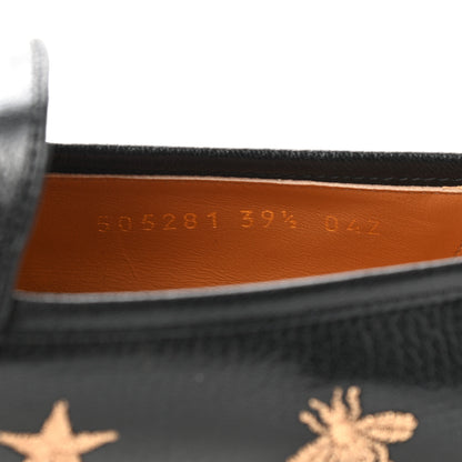 Gucci Goatskin Bee Star Embroidered Womens Jordaan Loafers 37 Black 8 of 9