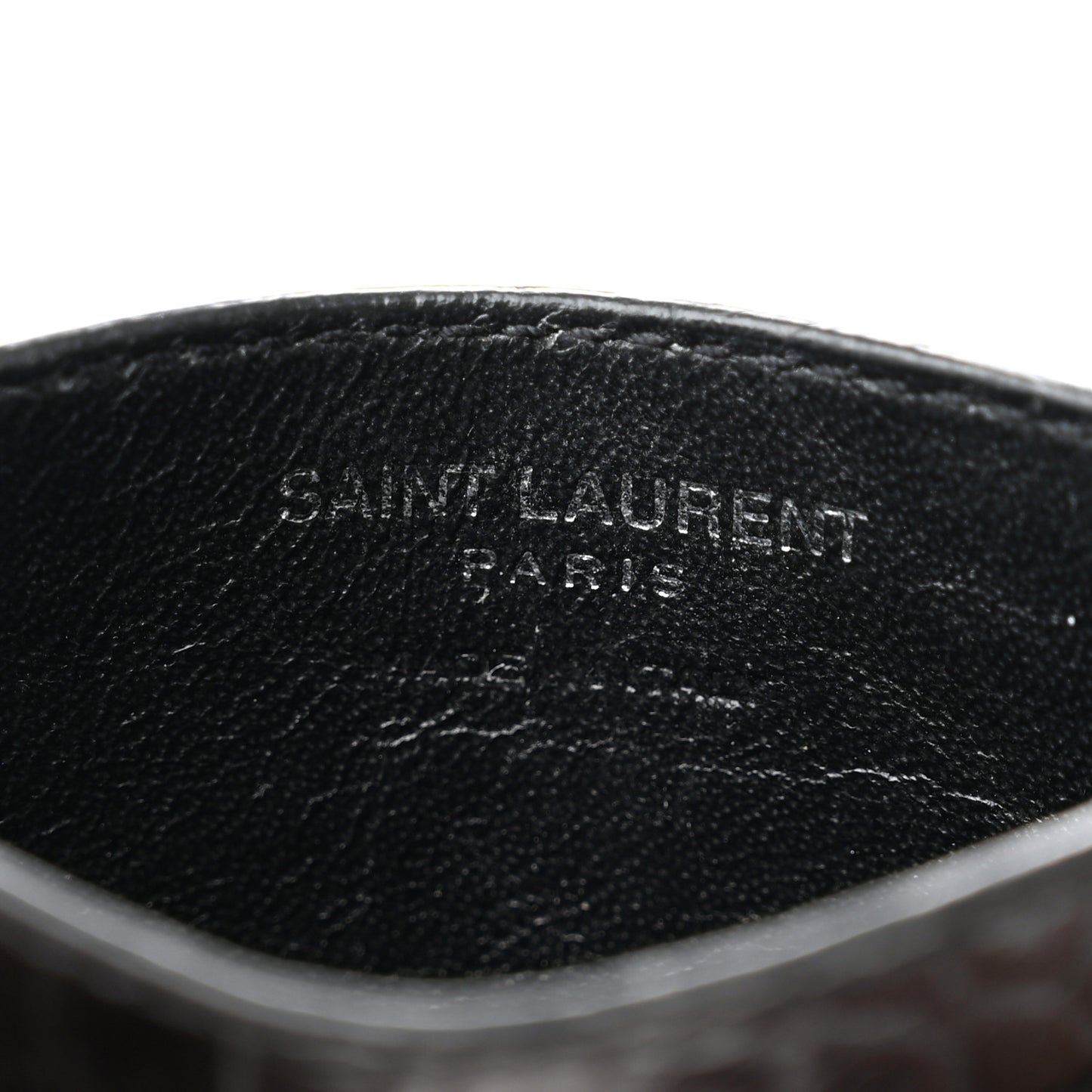 Calfskin Crocodile Embossed Monogram Credit Card Case Black