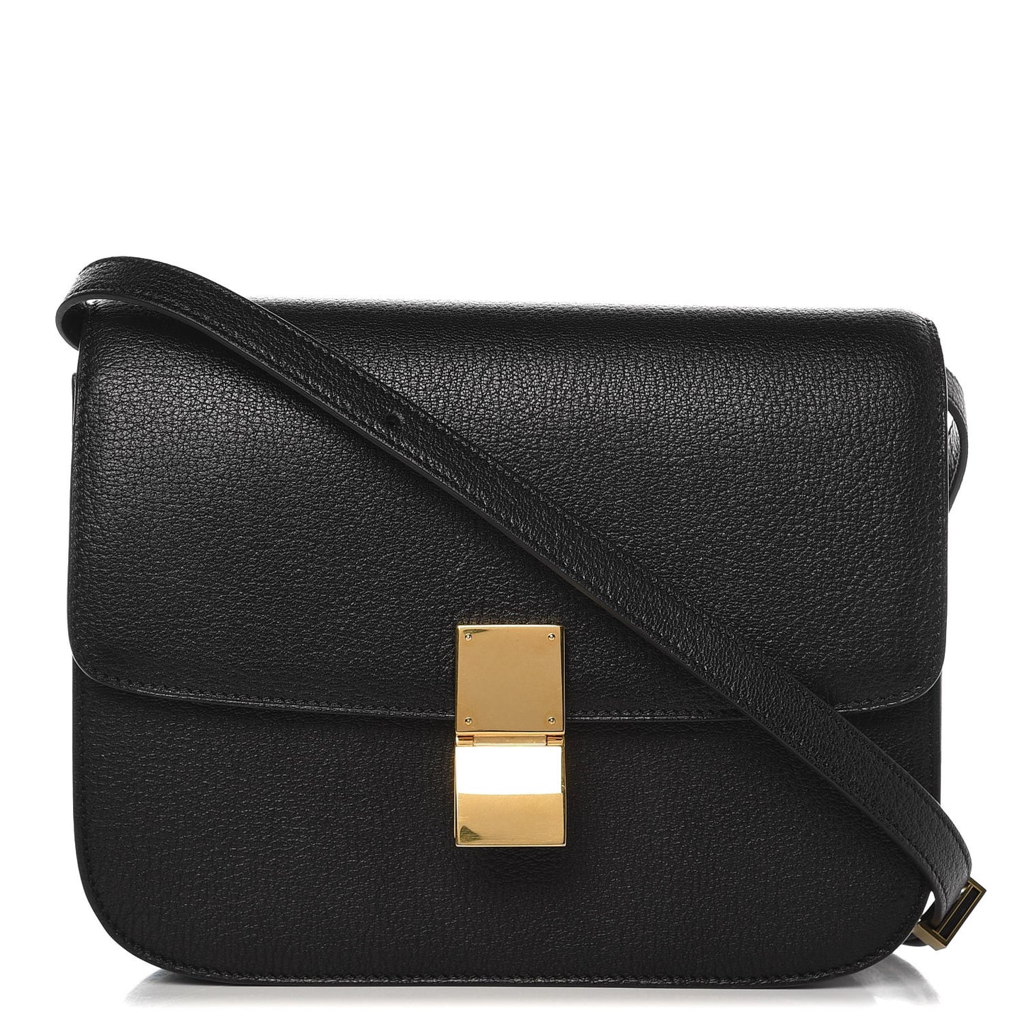 Goatskin Medium Classic Box Flap Bag Black