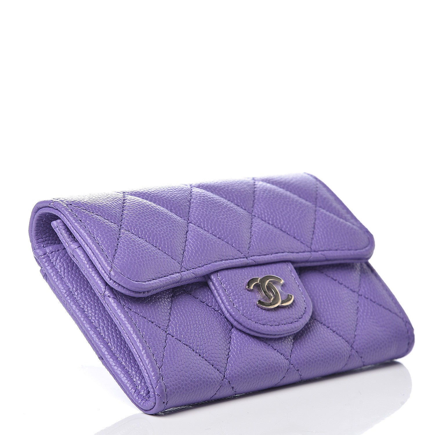 Chanel Caviar Quilted Flap Card Holder Wallet Purple 3 of 7