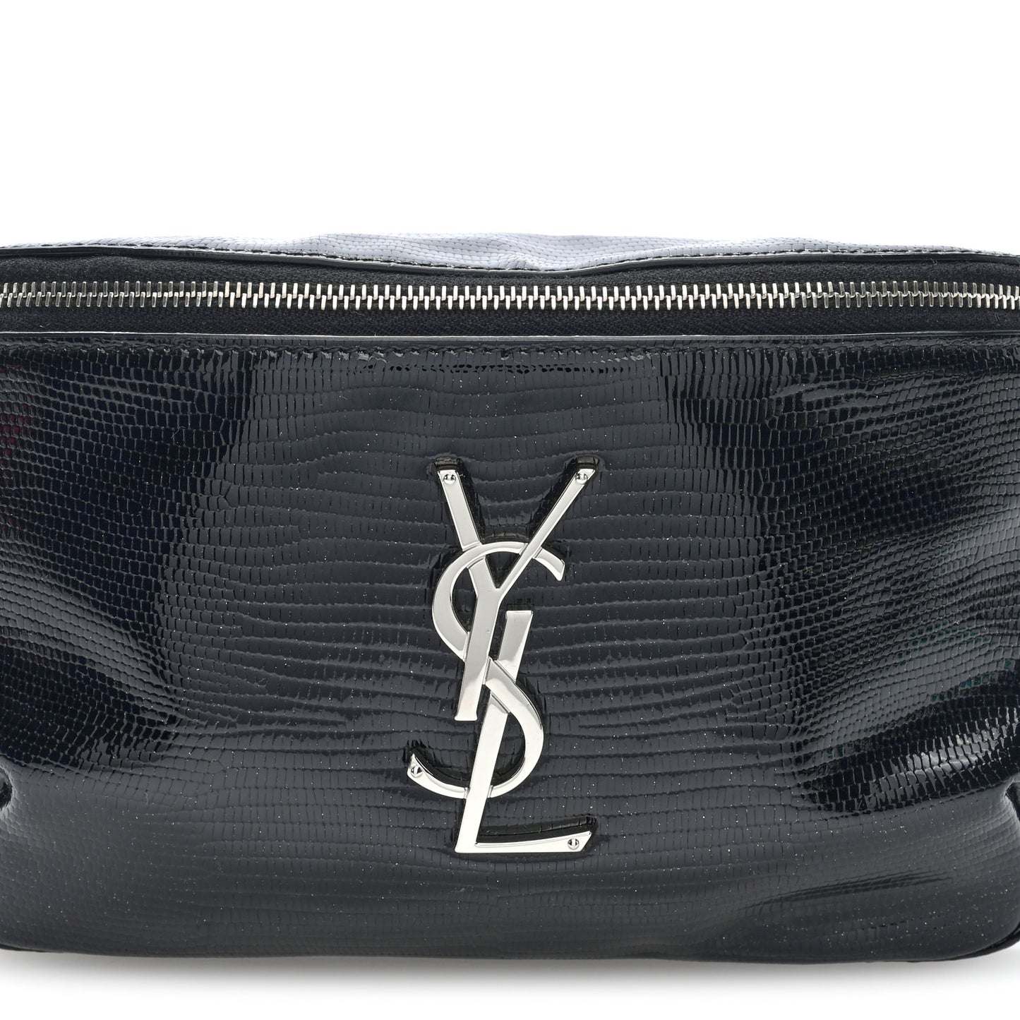 Lizard Embossed Calfskin Belt Bag Black