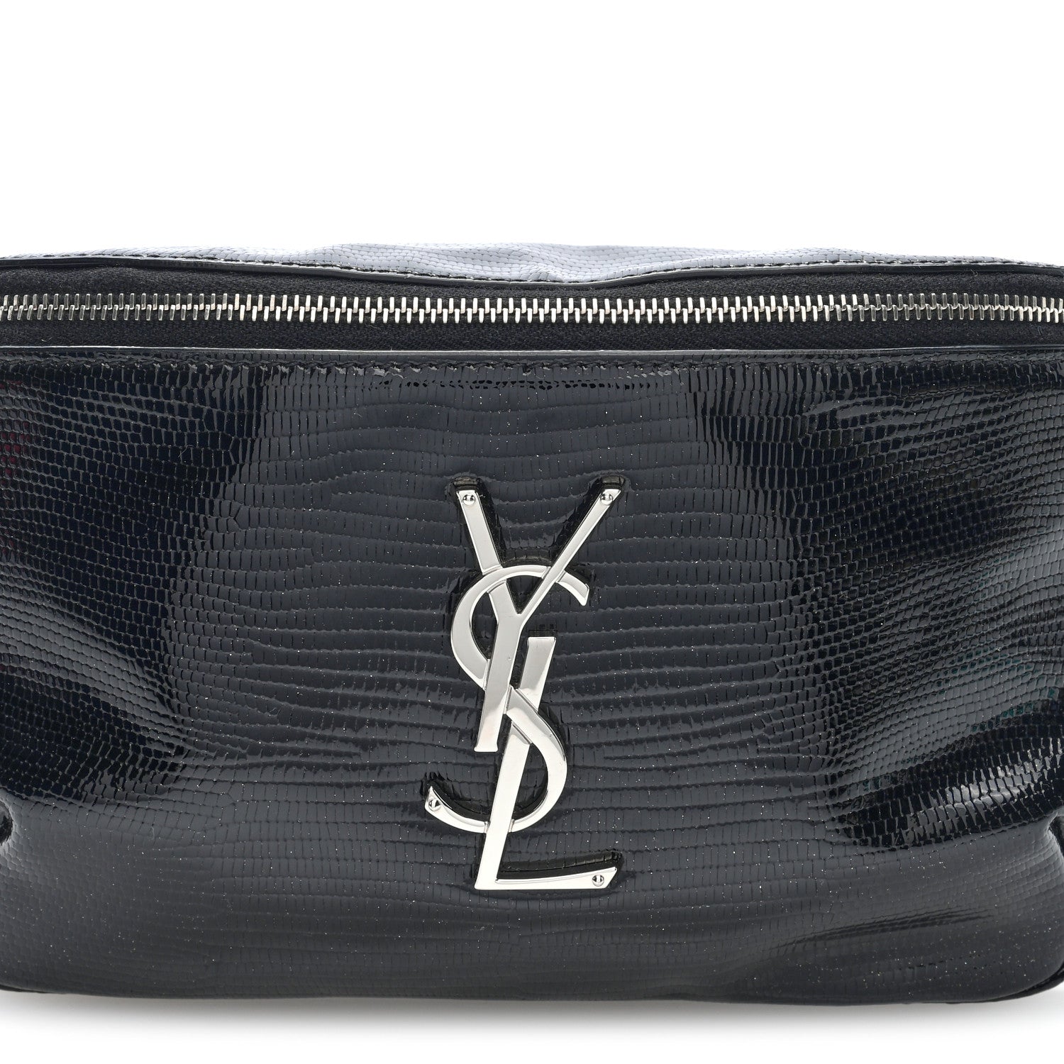 Saint Laurent Lizard Embossed Calfskin Belt Bag Black 7 of 9