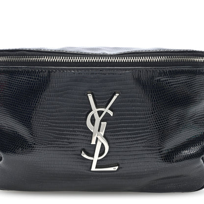 Saint Laurent Lizard Embossed Calfskin Belt Bag Black 7 of 9