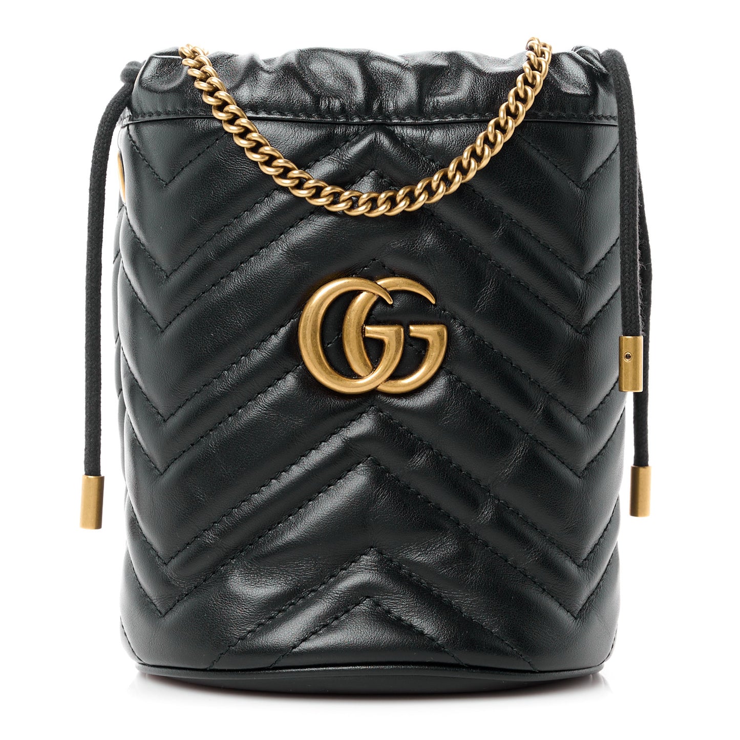 Calfskin Matelasse Mini GG Marmont 2.0 Bucket Bag Black