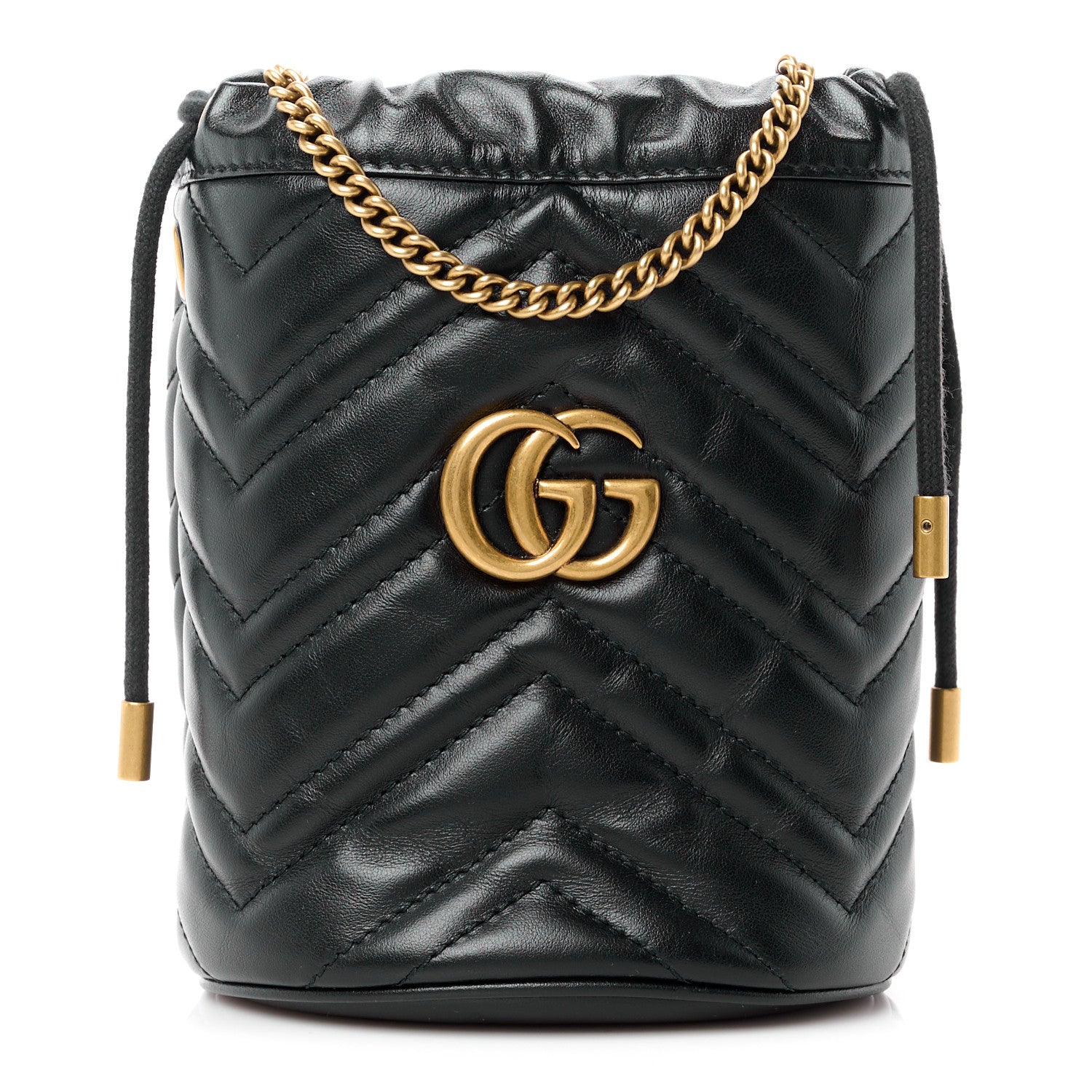 Gucci Calfskin Matelasse Mini GG Marmont 2.0 Bucket Bag Black 1 of 10