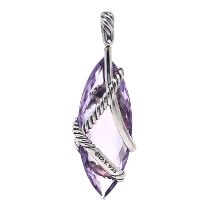 David Yurman Sterling Silver Diamond Amethyst Cable Wrap Pendant 1 of 5