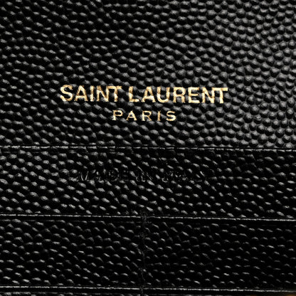 Saint Laurent Grain De Poudre Matelasse Chevron Monogram Chain Wallet Black 6 of 9
