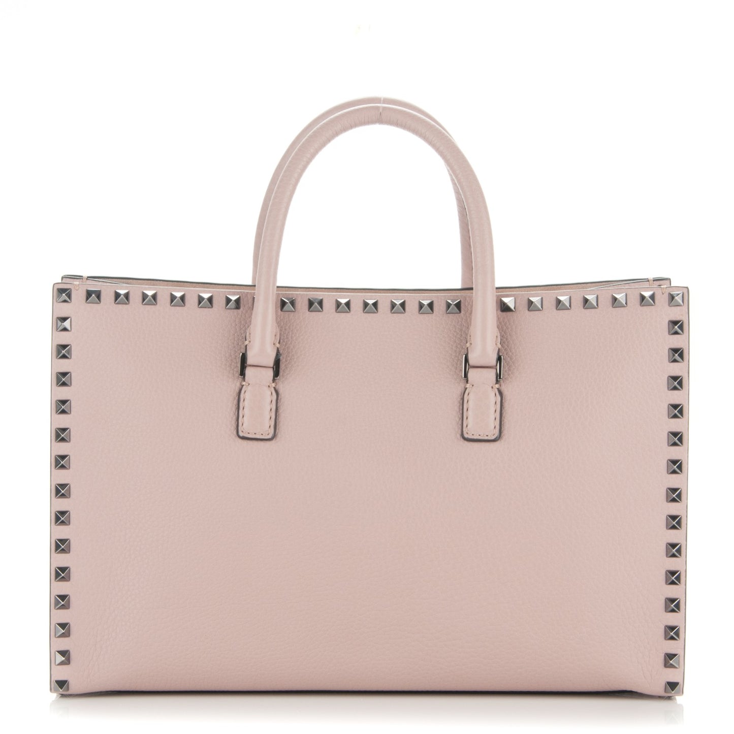 Grained Calfskin Medium Rockstud Double Handle Horizontal Tote Poudre