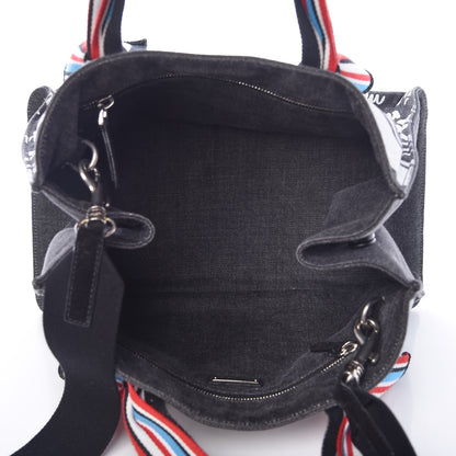 Miu Miu Denim Logo Shopping Tote Black 5 of 8