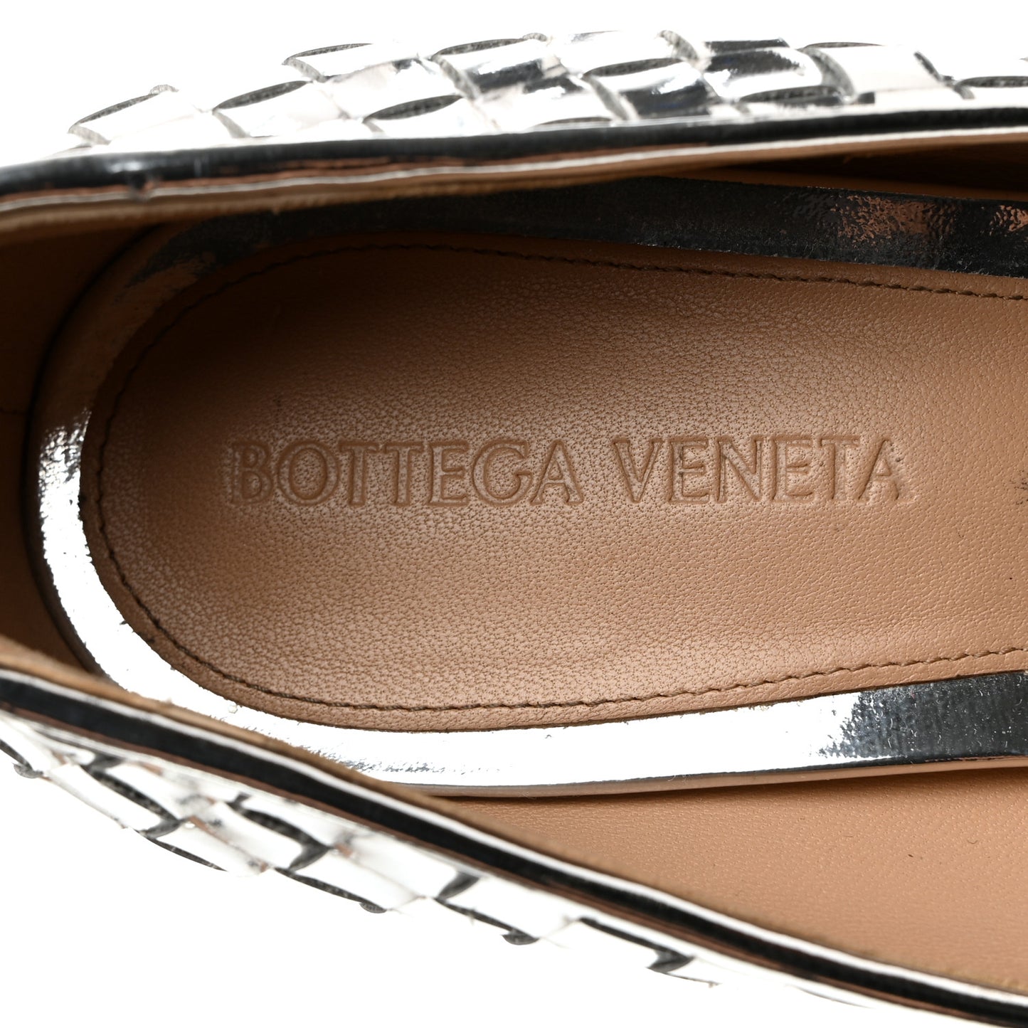 Metallic Nappa Intrecciato Comet Pumps 40 Silver