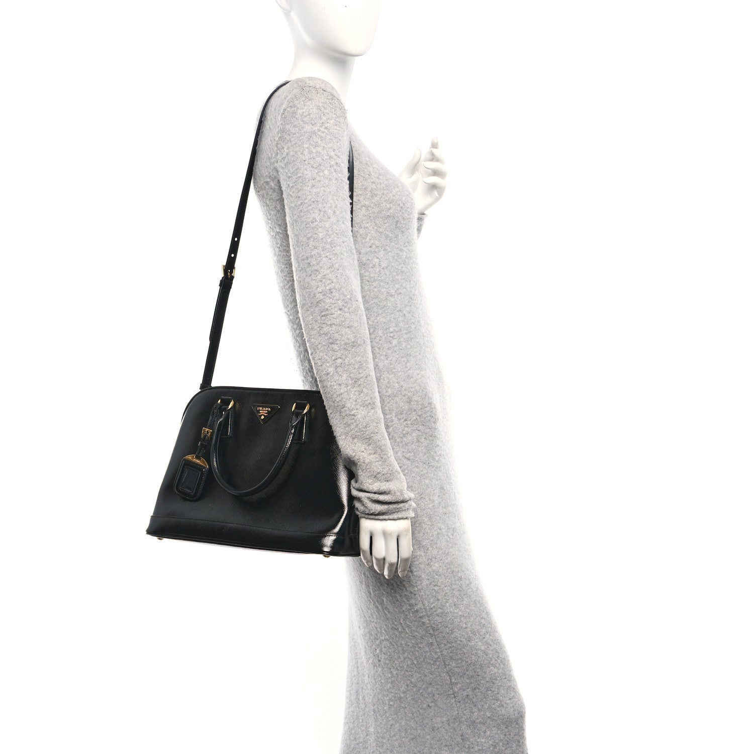 Prada Saffiano Vernice Medium Open Promenade Tote Black 2 of 9