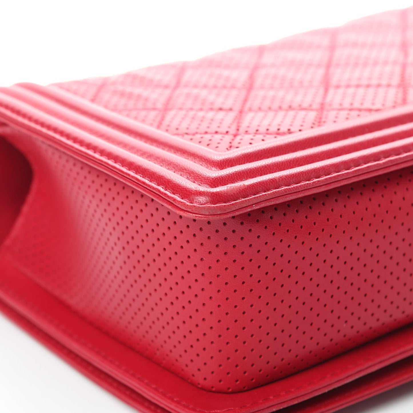 Perforated Lambskin Quilted New Medium Boy Flap Dark Pink