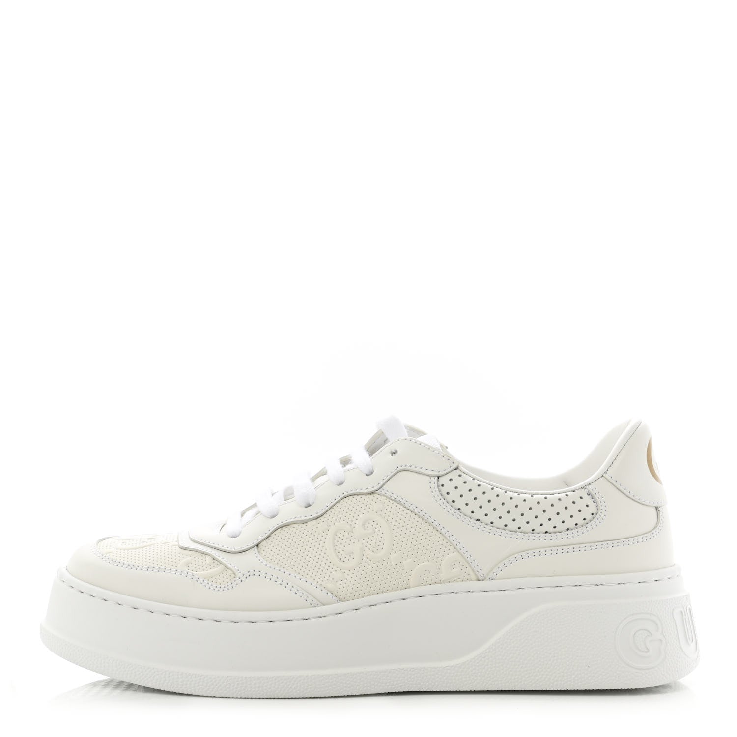 Gucci Calfskin GG Tennis Embossed Perforated Womens Platform 55mm Sneakers 40 Great White 1 of 9