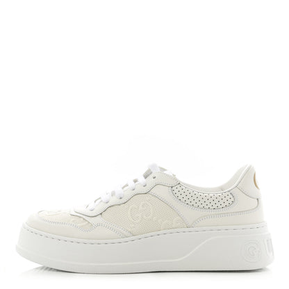 Gucci Calfskin GG Tennis Embossed Perforated Womens Platform 55mm Sneakers 40 Great White 1 of 9