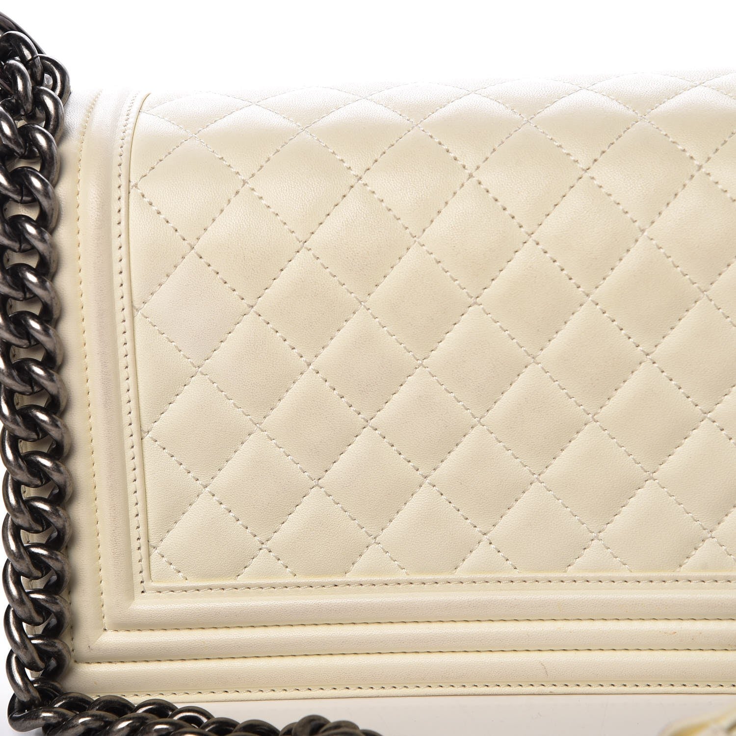 Chanel Lambskin Quilted Medium Boy Flap Dark White 8 of 16