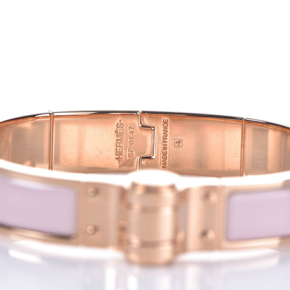 Hermes Enamel Charniere Uni Narrow Hinged Bracelet M Rose Candeur 4 of 5