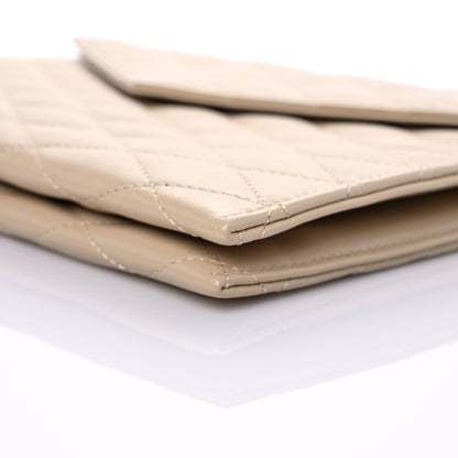 Saint Laurent Lambskin Quilted Envelope Clutch Beige 10 of 11