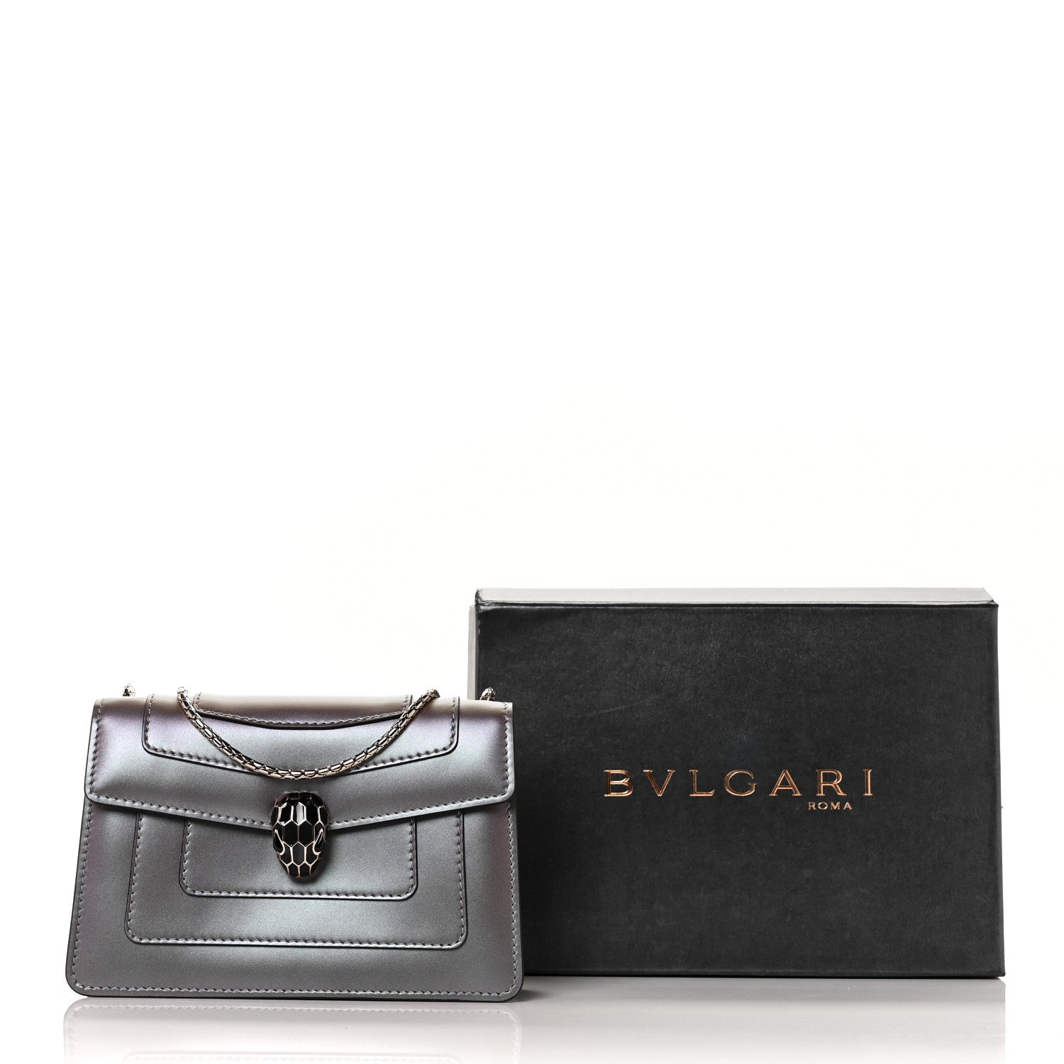 Bulgari Iridescent Calfskin Serpenti Forever Crossbody Bag Purple 8 of 8