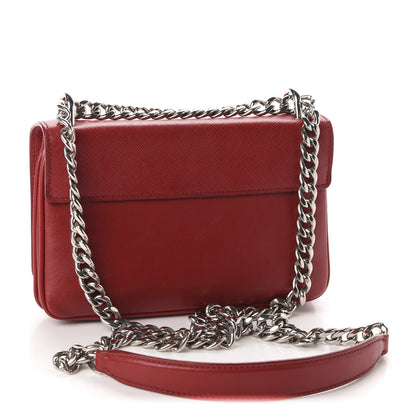 Prada Saffiano Soft Calfskin Chain Crossbody Bag Fuoco 3 of 15