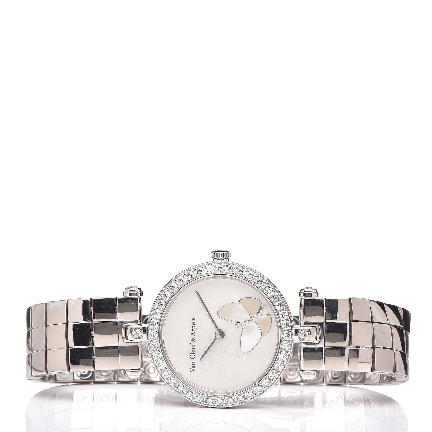 Van Cleef & Arpels 18K White Gold Diamond Bezel Mother of Pearl 28mm Lady Arpels Papillon Quartz Watch 3 of 6