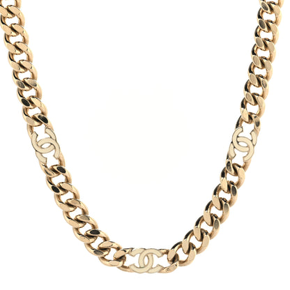 Chanel Metal Enamel Chain CC Choker Gold White 1 of 5