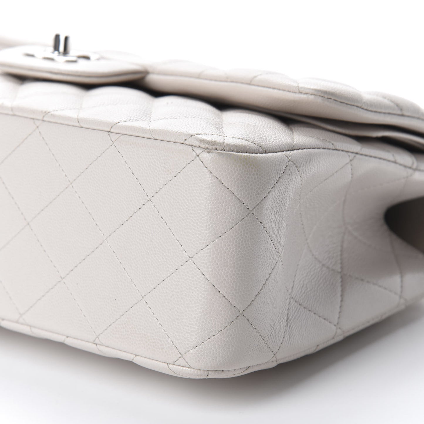 Caviar Quilted Jumbo Double Flap White