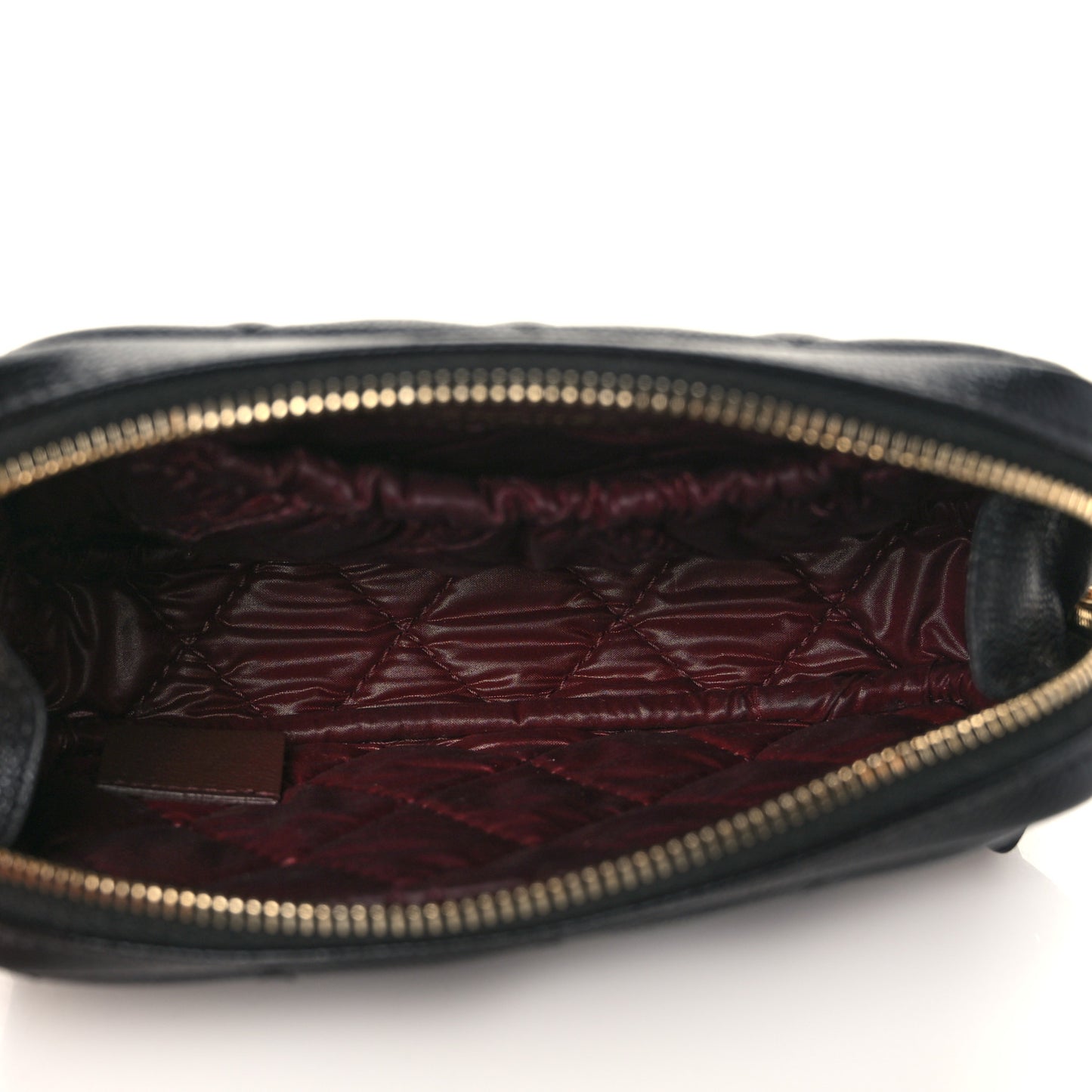 Caviar Quilted Small Curvy Pouch Cosmetic Case Black